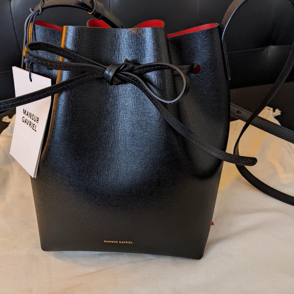 Mansur Gavriel Black Bucket Bag Saffiano Leather